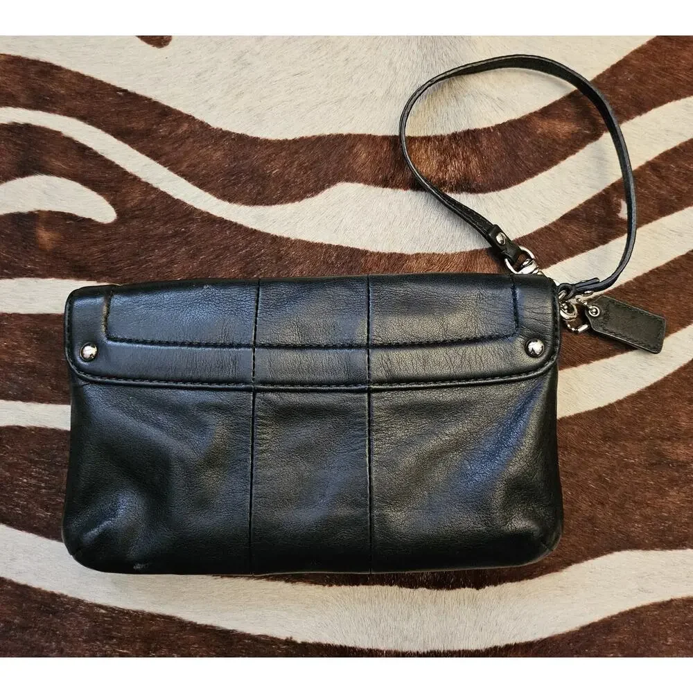 Coach Y2K Kristin Wallet Black Leather Silver Hardware Clutch Wristlet
